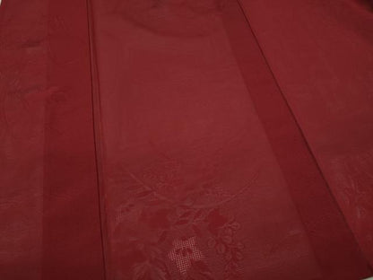 平和屋着物＊夏物 色無地 絽 草花紋紗 濃紅色 正絹 逸品 未使用 CAAW2928ut