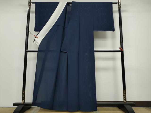 平和屋着物＊夏物 色無地 絽 山茶花 濃藍色 天女織堅牢染 天女織専属工業謹製 反端付き 正絹 逸品 未使用 CAAW2929ut