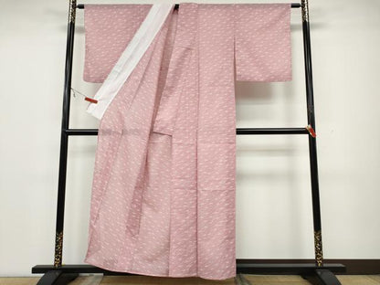 平和屋着物＊夏物 小紋 絽 斜線舞葉文 洗える着物 CAAW3001ut