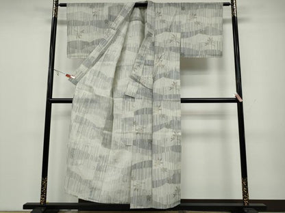 平和屋着物▽小紋 単衣 枝葉文 洗える着物 CAAW3023ut