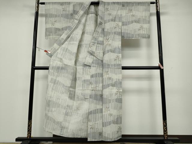 平和屋着物▽小紋 単衣 枝葉文 洗える着物 CAAW3023ut