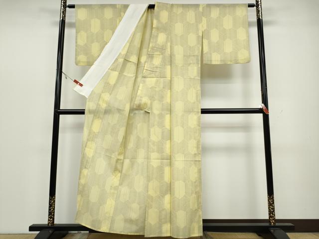 平和屋着物＊夏物 小紋 紗 亀甲吉祥文 洗える着物 CAAW3062ut