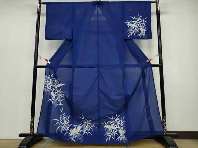 平和屋着物＊夏物 訪問着 絽 鷺 草木文 洗える着物 CAAW3063ut