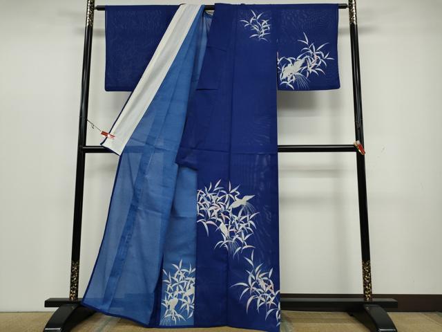 平和屋着物＊夏物 訪問着 絽 鷺 草木文 洗える着物 CAAW3063ut