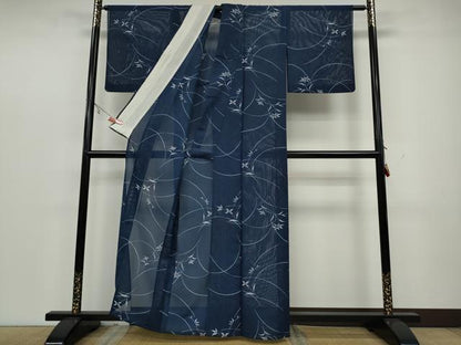 平和屋着物＊夏物 小紋 絽 草花文 洗える着物 CAAW3065ut