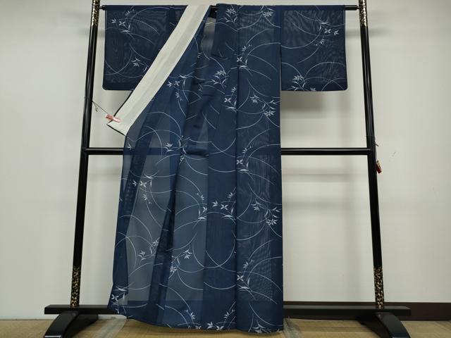 平和屋着物＊夏物 小紋 絽 草花文 洗える着物 CAAW3065ut