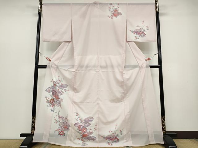 平和屋着物＊夏物 訪問着 絽 地紙花文 金彩 洗える着物 CAAW3066ut