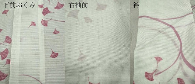 平和屋着物＊夏物 小紋 絽 舞葉文 洗える着物 CAAW3071ut