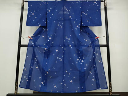 平和屋着物＊夏物 小紋 絽 舞花文 洗える着物 CAAW3072ut
