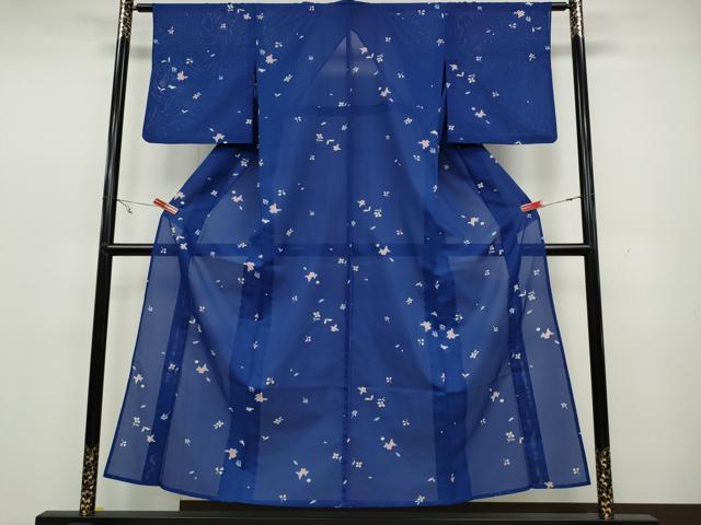 平和屋着物＊夏物 小紋 絽 舞花文 洗える着物 CAAW3072ut