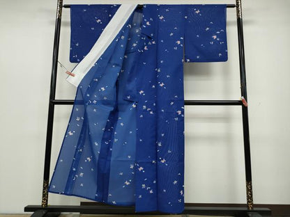 平和屋着物＊夏物 小紋 絽 舞花文 洗える着物 CAAW3072ut