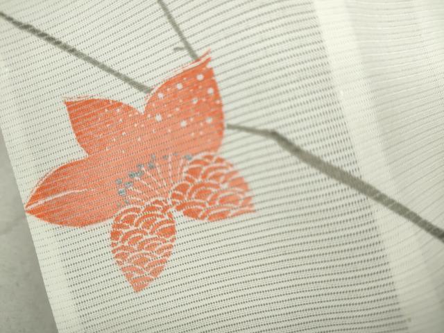 平和屋着物＊夏物 小紋 絽 枝花文 銀彩 洗える着物 CAAW3073ut