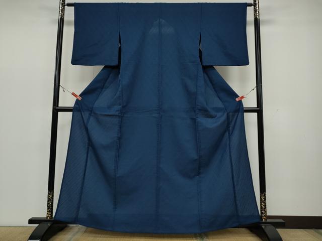 平和屋着物＊夏物 色無地 吉祥紋紗 紺瑠璃色 洗える着物 CAAW3074ut