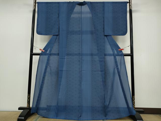 平和屋着物＊夏物 小紋 縦絽 麻の葉間道 洗える着物 未使用 CAAW3085ut