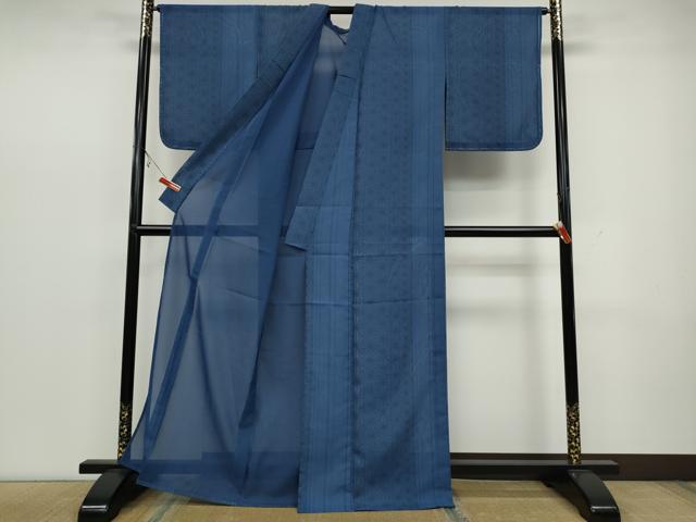 平和屋着物＊夏物 小紋 縦絽 麻の葉間道 洗える着物 未使用 CAAW3085ut