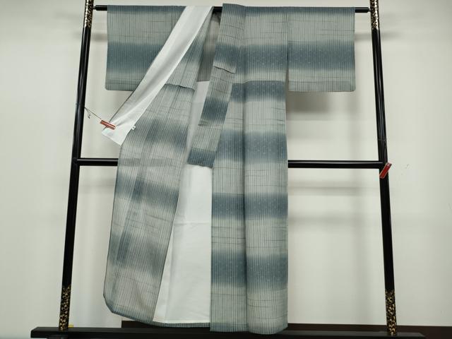 平和屋着物＊夏物　小紋　紗　横段霞文　洗える着物　CAAW3086ut