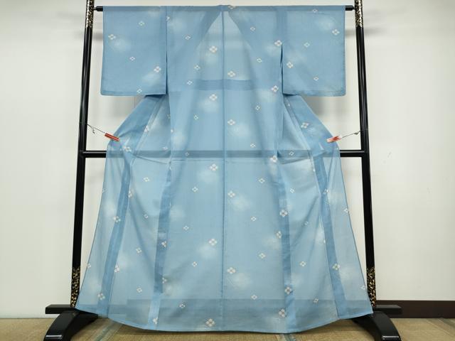 平和屋着物＊夏物 小紋 紗 花菱文 洗える着物 CAAW3089ut