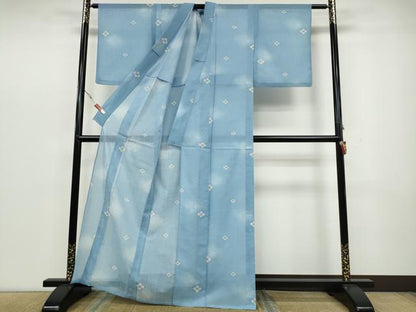 平和屋着物＊夏物 小紋 紗 花菱文 洗える着物 CAAW3089ut