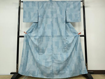 平和屋着物＊夏物 小紋 絽 短冊重ね麻の葉吉祥文 洗える着物 CAAW3093ut