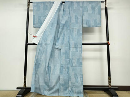 平和屋着物＊夏物 小紋 絽 短冊重ね麻の葉吉祥文 洗える着物 CAAW3093ut