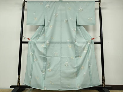 平和屋着物＊夏物 小紋 絽 草花文 洗える着物 CAAW3099ut