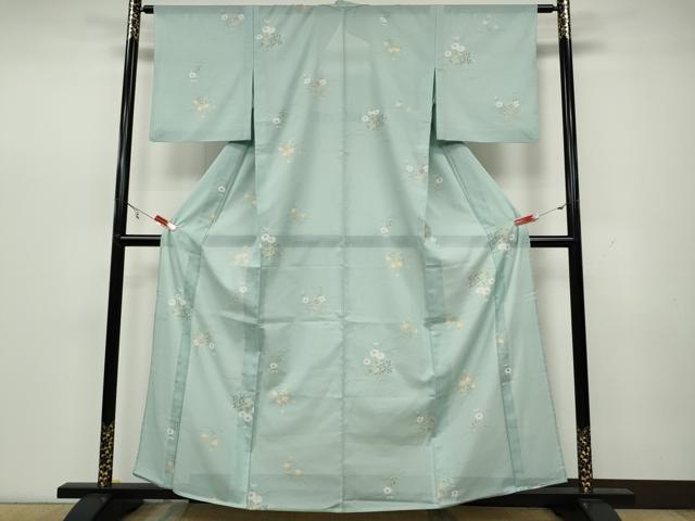 平和屋着物＊夏物 小紋 絽 草花文 洗える着物 CAAW3099ut