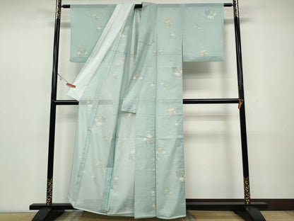 平和屋着物＊夏物 小紋 絽 草花文 洗える着物 CAAW3099ut