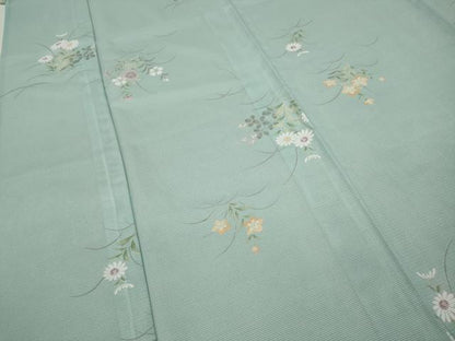 平和屋着物＊夏物 小紋 絽 草花文 洗える着物 CAAW3099ut