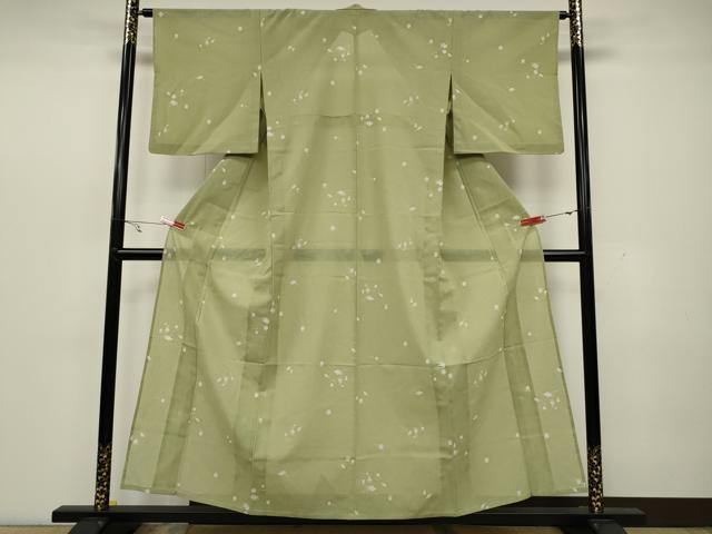 平和屋着物＊夏物 小紋 紗 茶道具花文 洗える着物 CAAW3100ut
