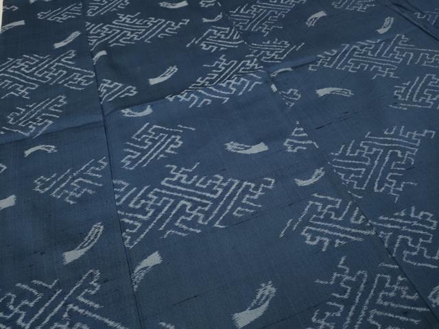 平和屋着物▽上質な紬 単衣 紗綾形吉祥文 正絹 逸品 CAAW3112ut