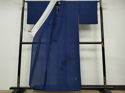 平和屋着物＊夏物 色留訪問着 絽 総刺繍 扇面花文 鉄紺色 正絹 逸品 CAAW3127ut