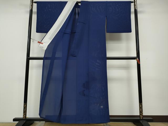 平和屋着物＊夏物 色留訪問着 絽 総刺繍 扇面花文 鉄紺色 正絹 逸品 CAAW3127ut