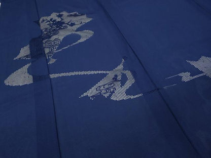 平和屋着物＊夏物 色留訪問着 絽 総刺繍 扇面花文 鉄紺色 正絹 逸品 CAAW3127ut