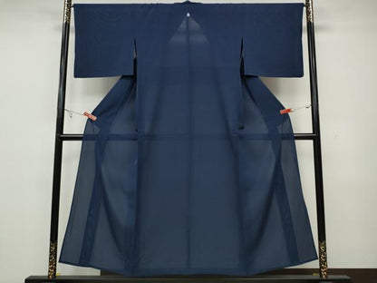 平和屋着物＊夏物 色無地 絽 濃藍色 正絹 逸品 CAAW3128ut