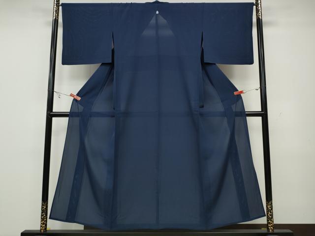 平和屋着物＊夏物 色無地 絽 濃藍色 正絹 逸品 CAAW3128ut