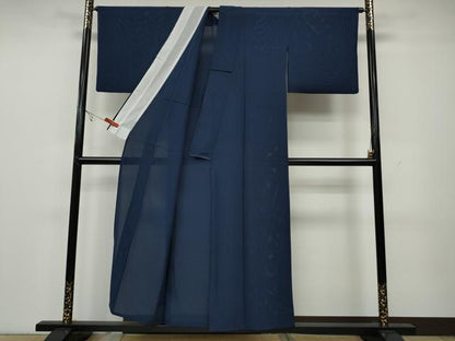 平和屋着物＊夏物 色無地 絽 濃藍色 正絹 逸品 CAAW3128ut