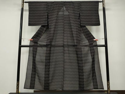 平和屋着物＊夏物 紗紬 横段絣文様 正絹 逸品 CAAW3130ut