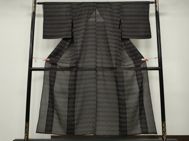 平和屋着物＊夏物 紗紬 横段絣文様 正絹 逸品 CAAW3130ut