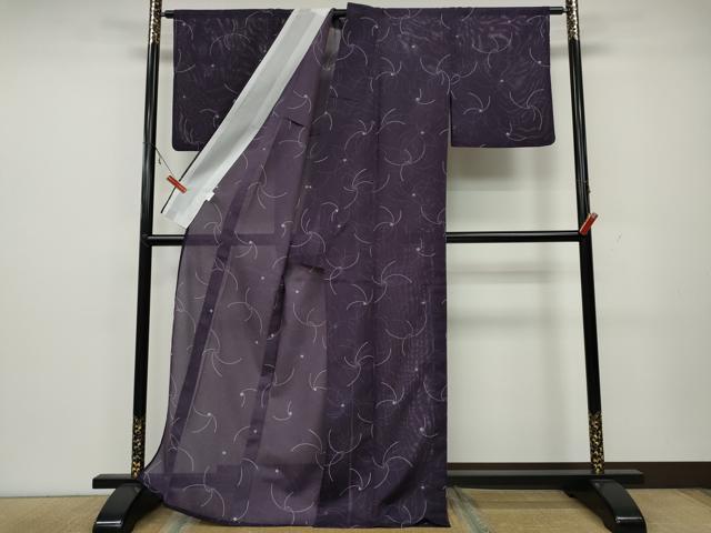 平和屋着物＊夏物 小紋 絽 舞花文 洗える着物 CAAW3133ut