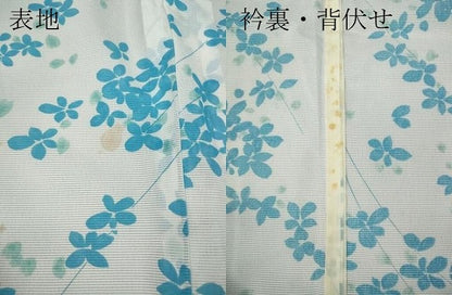 平和屋着物＊夏物 小紋 絽 枝花文 洗える着物 CAAW3139ut