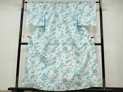 平和屋着物＊夏物 小紋 絽 枝花文 洗える着物 CAAW3139ut