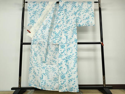 平和屋着物＊夏物 小紋 絽 枝花文 洗える着物 CAAW3139ut