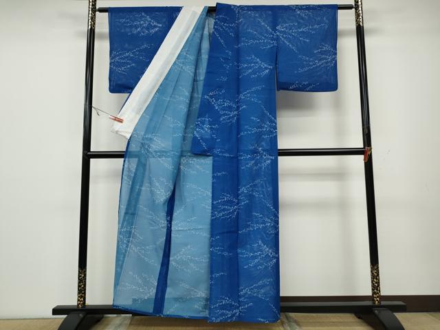 平和屋着物＊夏物 小紋 絽 枝花文 洗える着物 CAAW3142ut