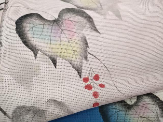 平和屋着物＊夏物 訪問着 絽 手描き 蔦の葉文 暈し染め 洗える着物 CAAW3143ut