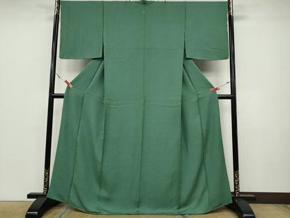 平和屋着物●上質な色無地　草花地紋　青磁色　正絹　逸品　未使用　CAAW3160ut