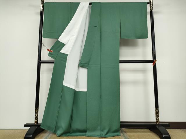 平和屋着物●上質な色無地　草花地紋　青磁色　正絹　逸品　未使用　CAAW3160ut
