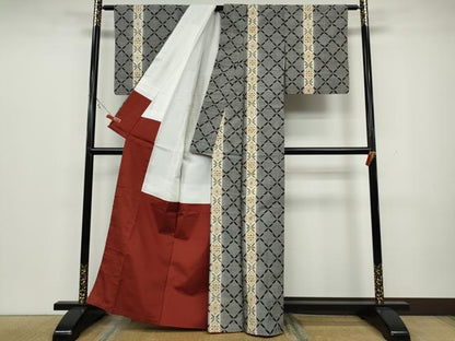 平和屋着物●上質な紬 草花間道 正絹 逸品 未使用 CAAW3161ut