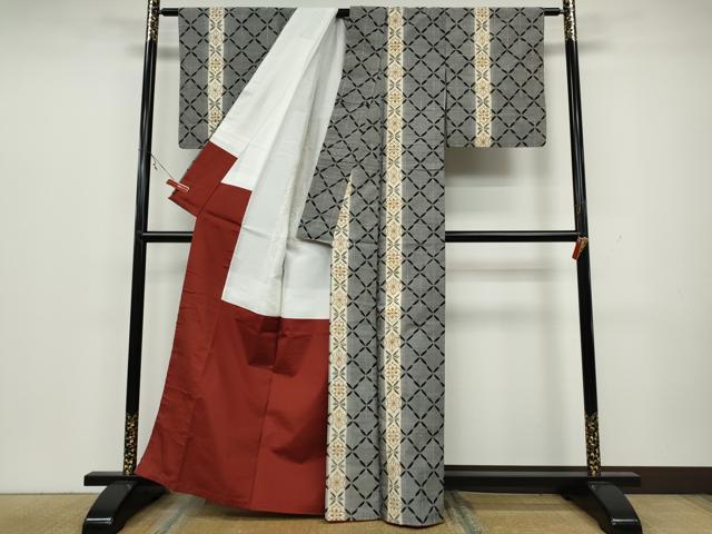 平和屋着物●上質な紬 草花間道 正絹 逸品 未使用 CAAW3161ut