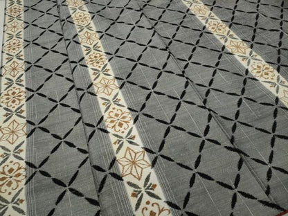 平和屋着物●上質な紬 草花間道 正絹 逸品 未使用 CAAW3161ut