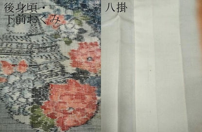 平和屋着物●小千谷紬　雪輪風景花文　正絹　逸品　未使用　CAAW3162ut